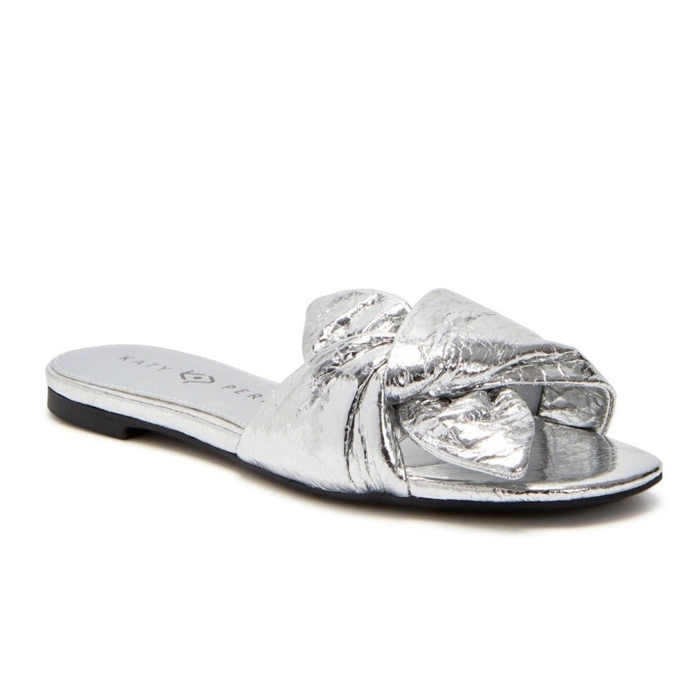 Katy Perry The Halie Bow Sandal in Silver 9.5 NIB
